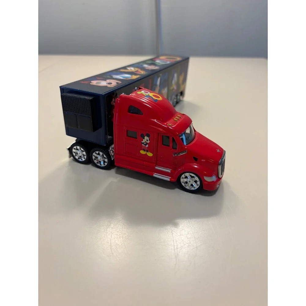 Disney Mickey Mouse and Friends 2020 Semi Truck Trailer Diecast Toy Red Blue
